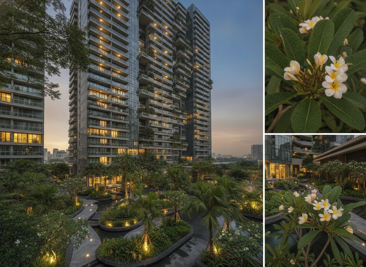 Luxury Singapore condominium building at dusk